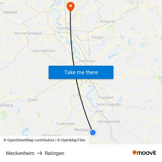 Meckenheim to Ratingen map