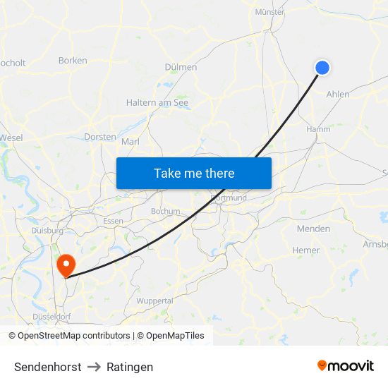 Sendenhorst to Ratingen map