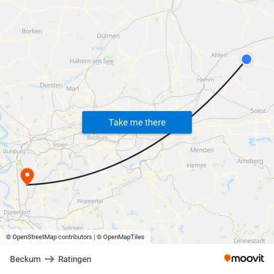 Beckum to Ratingen map