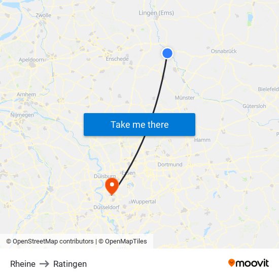 Rheine to Ratingen map