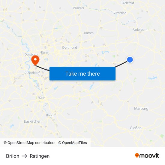 Brilon to Ratingen map