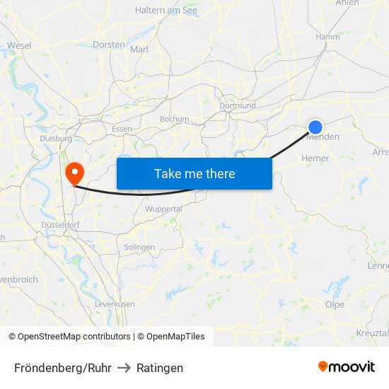 Fröndenberg/Ruhr to Ratingen map