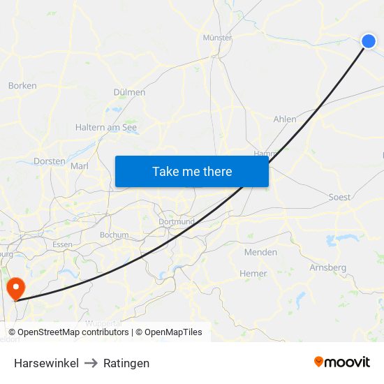 Harsewinkel to Ratingen map