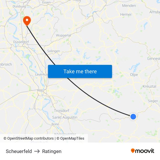 Scheuerfeld to Ratingen map