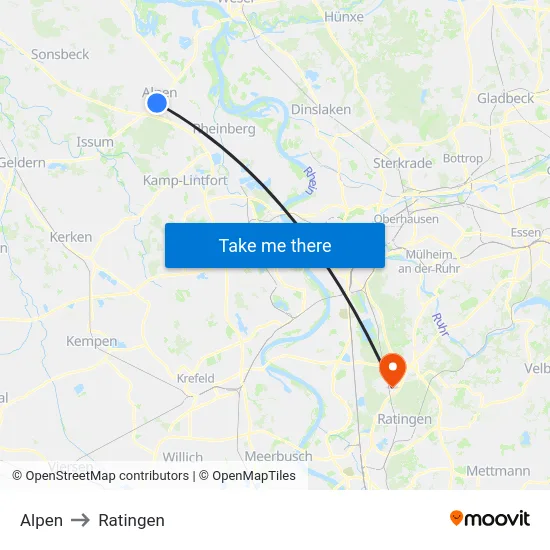 Alpen to Ratingen map