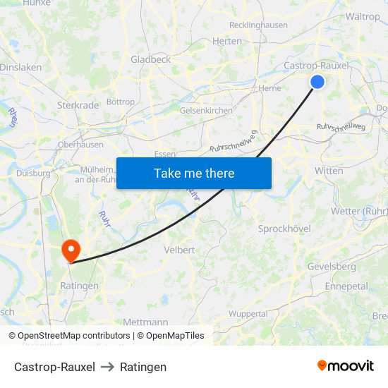 Castrop-Rauxel to Ratingen map