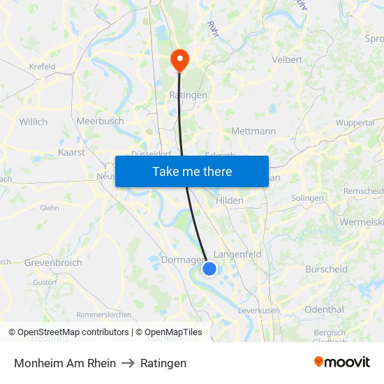 Monheim Am Rhein to Ratingen map