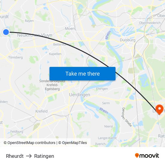 Rheurdt to Ratingen map