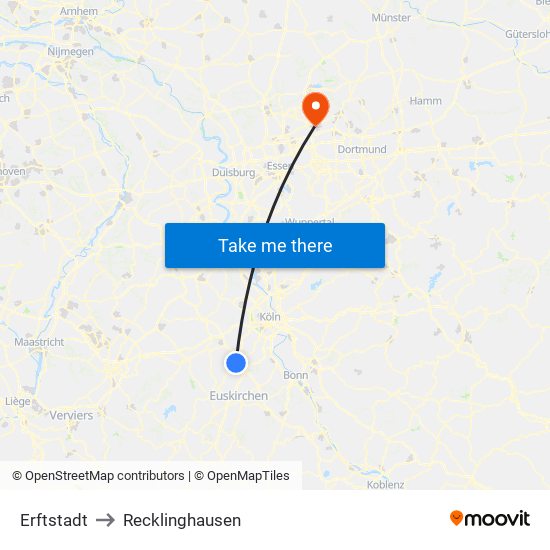 Erftstadt to Recklinghausen map