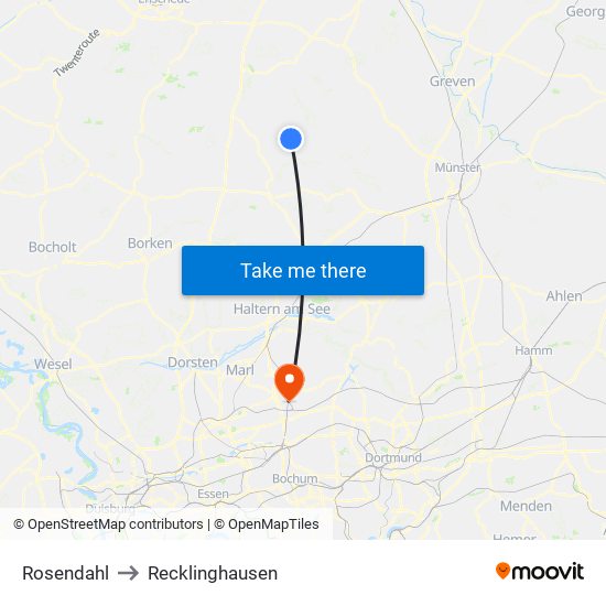 Rosendahl to Recklinghausen map