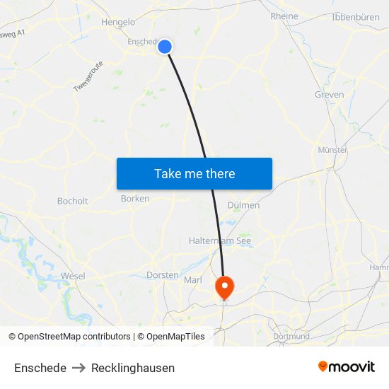 Enschede to Recklinghausen map