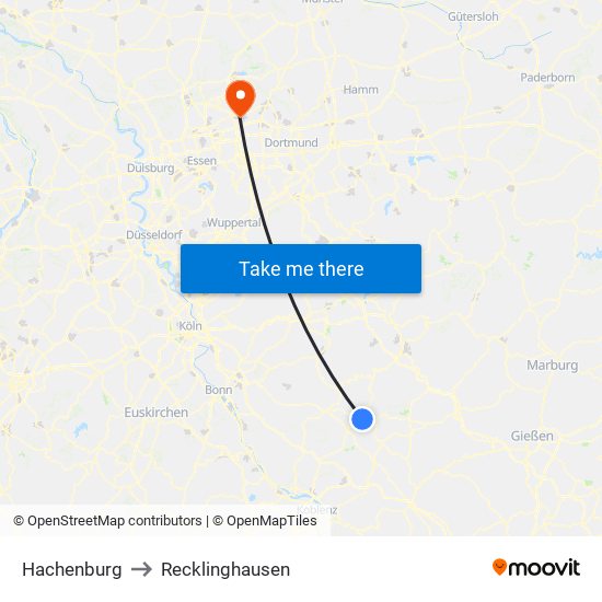 Hachenburg to Recklinghausen map