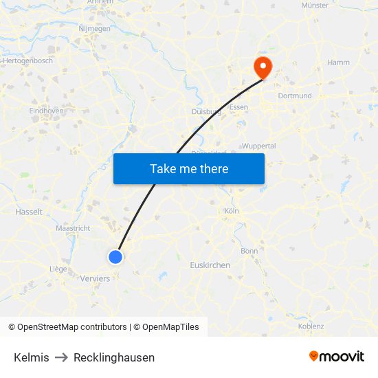 Kelmis to Recklinghausen map