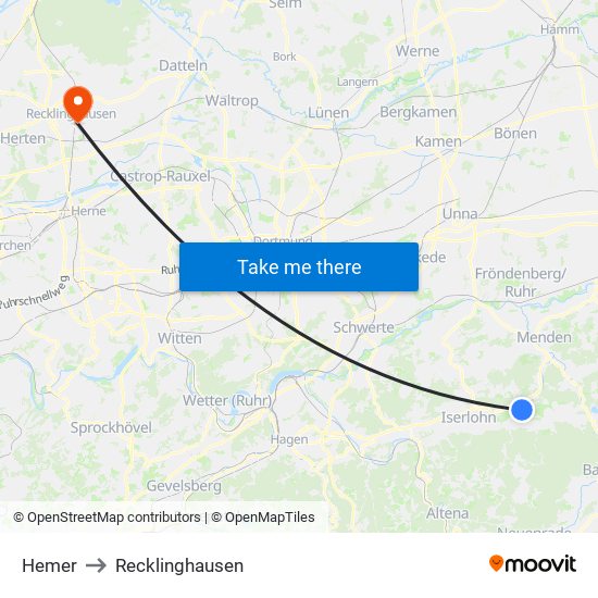 Hemer to Recklinghausen map