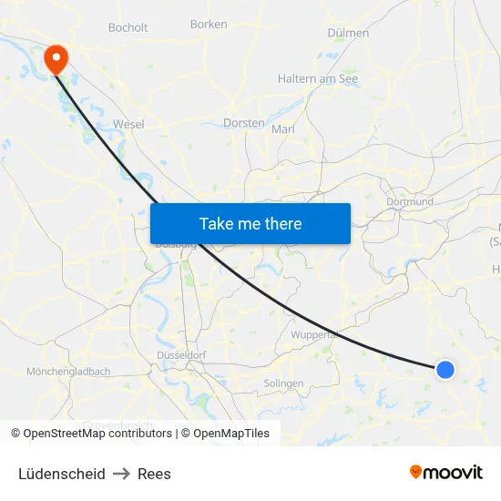 Lüdenscheid to Rees map