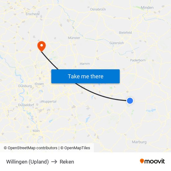 Willingen (Upland) to Reken map