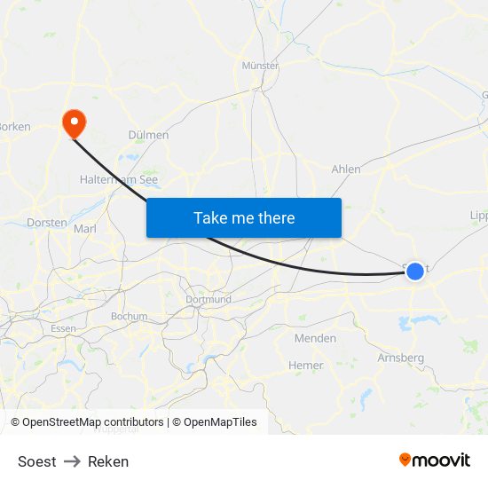 Soest to Reken map
