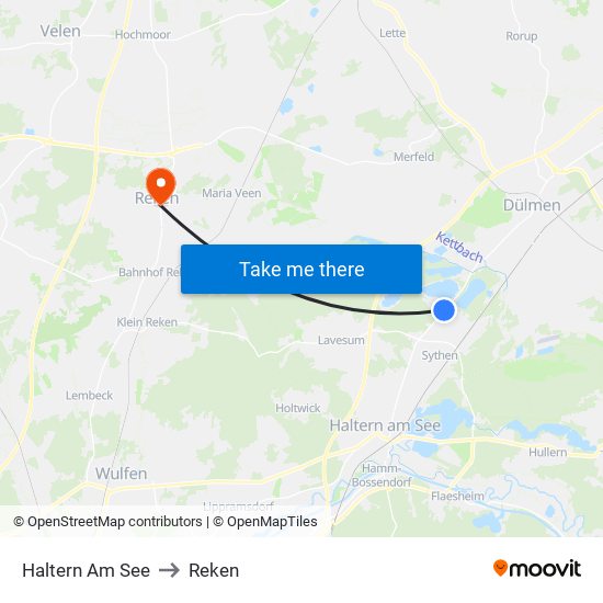 Haltern Am See to Reken map
