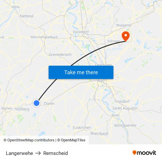 Langerwehe to Remscheid map