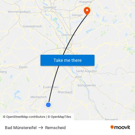 Bad Münstereifel to Remscheid map