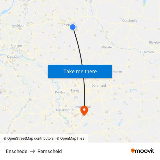 Enschede to Remscheid map