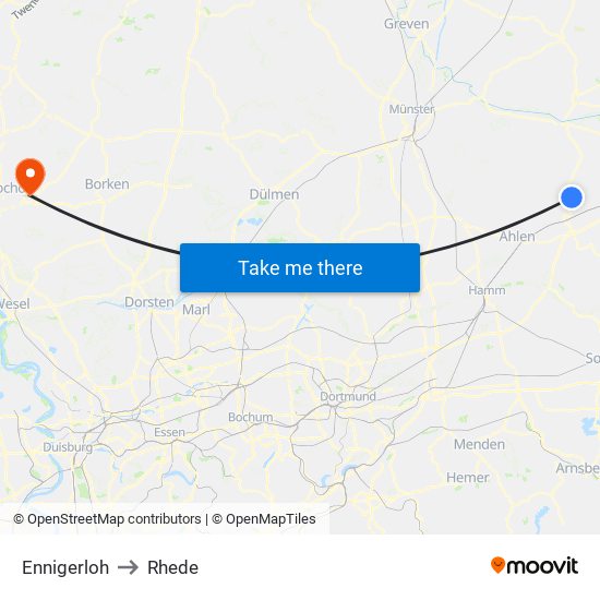 Ennigerloh to Rhede map