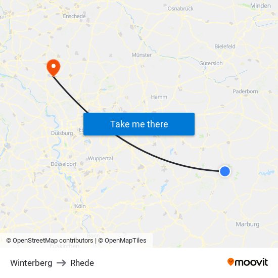 Winterberg to Rhede map