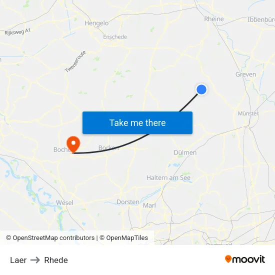 Laer to Rhede map