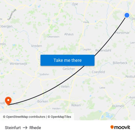 Steinfurt to Rhede map