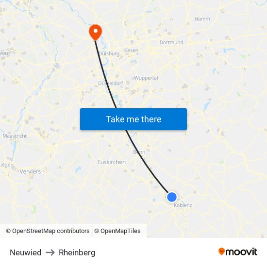 Neuwied to Rheinberg map