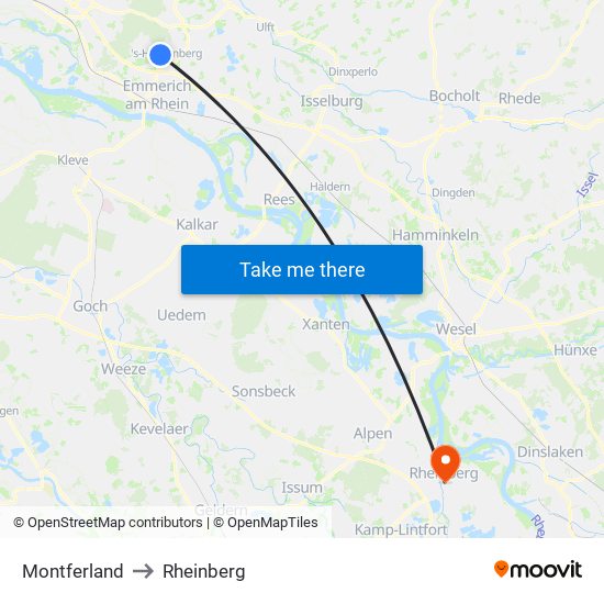Montferland to Rheinberg map