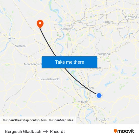 Bergisch Gladbach to Rheurdt map