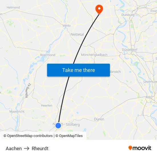 Aachen to Rheurdt map