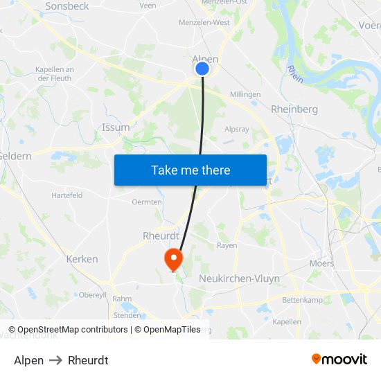 Alpen to Rheurdt map