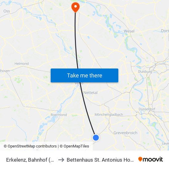 Erkelenz, Bahnhof (Bus) to Bettenhaus St. Antonius Hospital map