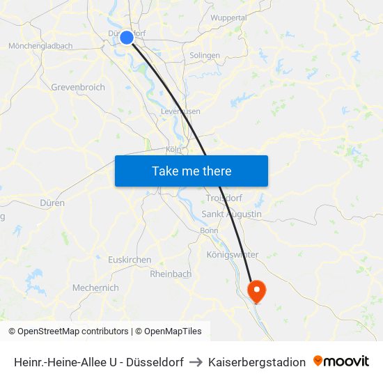 Heinr.-Heine-Allee U - Düsseldorf to Kaiserbergstadion map