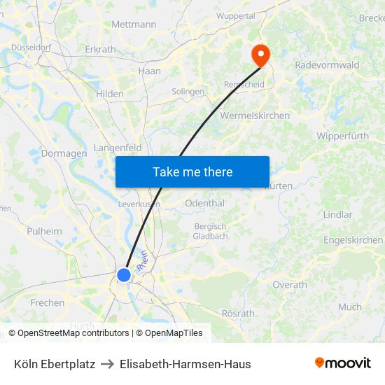 Köln Ebertplatz to Elisabeth-Harmsen-Haus map