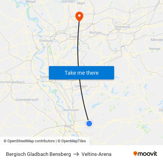 Bergisch Gladbach Bensberg to Veltins-Arena map