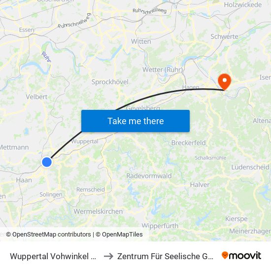 Wuppertal Vohwinkel Bf - Wuppertal to Zentrum Für Seelische Gesundheit Elsey map