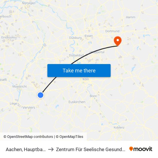 Aachen, Hauptbahnhof to Zentrum Für Seelische Gesundheit Elsey map