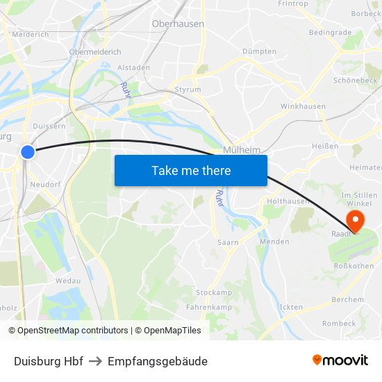 Duisburg Hbf to Empfangsgebäude map