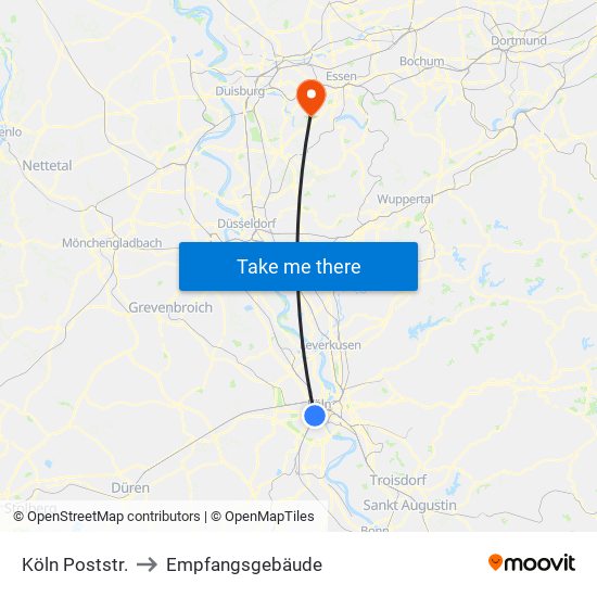 Köln Poststr. to Empfangsgebäude map