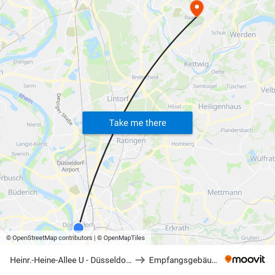 Heinr.-Heine-Allee U - Düsseldorf to Empfangsgebäude map