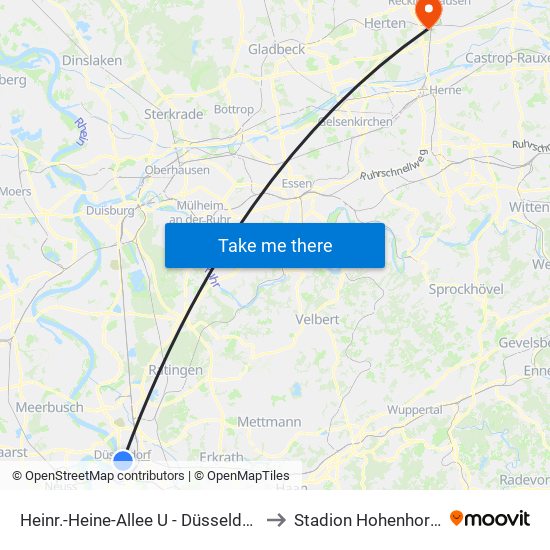 Heinr.-Heine-Allee U - Düsseldorf to Stadion Hohenhorst map