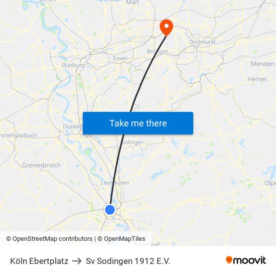 Köln Ebertplatz to Sv Sodingen 1912 E.V. map