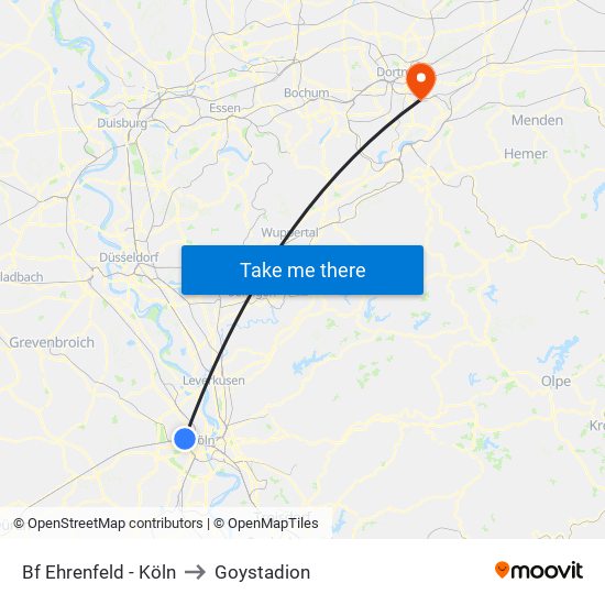 Bf Ehrenfeld - Köln to Goystadion map