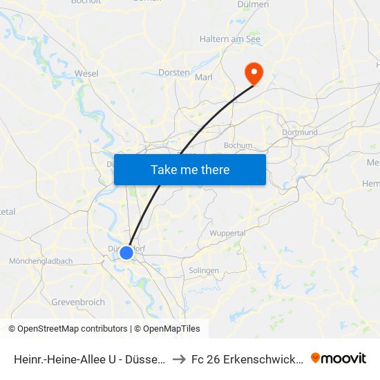 Heinr.-Heine-Allee U - Düsseldorf to Fc 26 Erkenschwick E.V. map