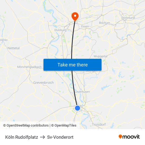 Köln Rudolfplatz to Sv-Vonderort map