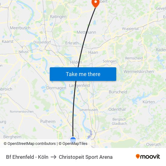 Bf Ehrenfeld - Köln to Christopeit Sport Arena map