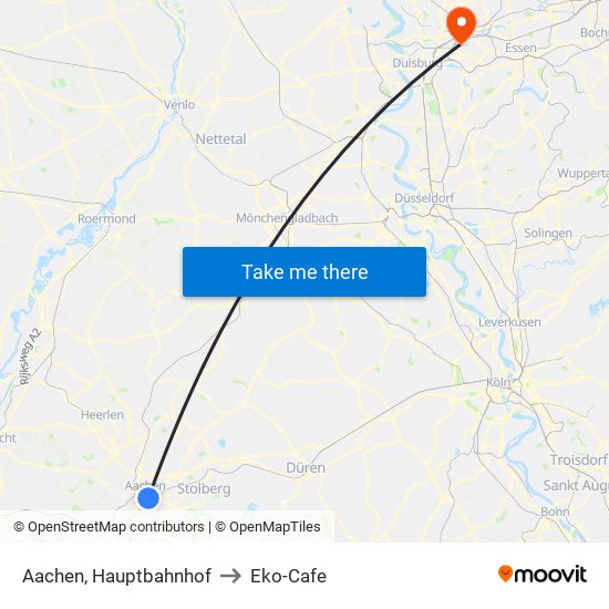 Aachen, Hauptbahnhof to Eko-Cafe map